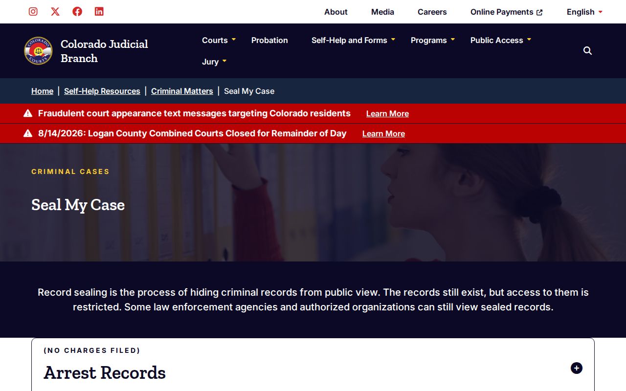 Center court docket Colorado Judicial Branch sealing information