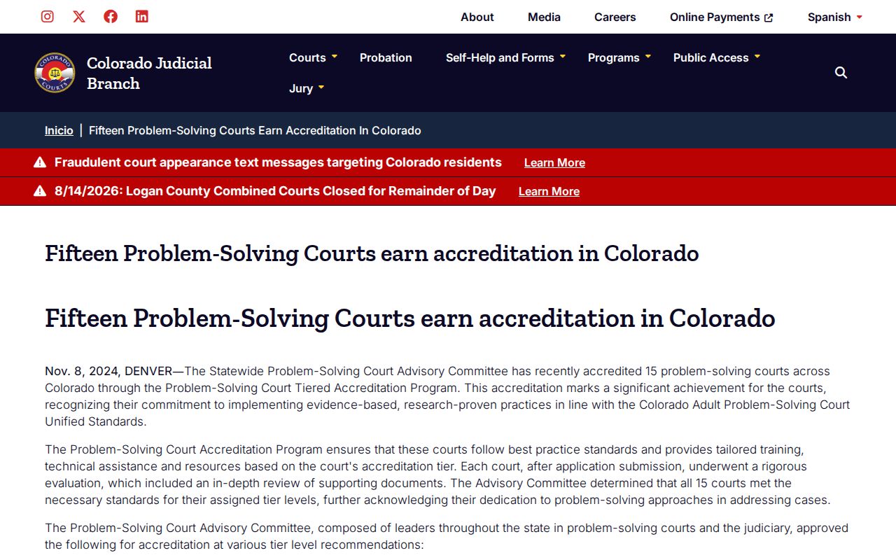 Del Norte court docket 12th Judicial District Adult Drug Court information
