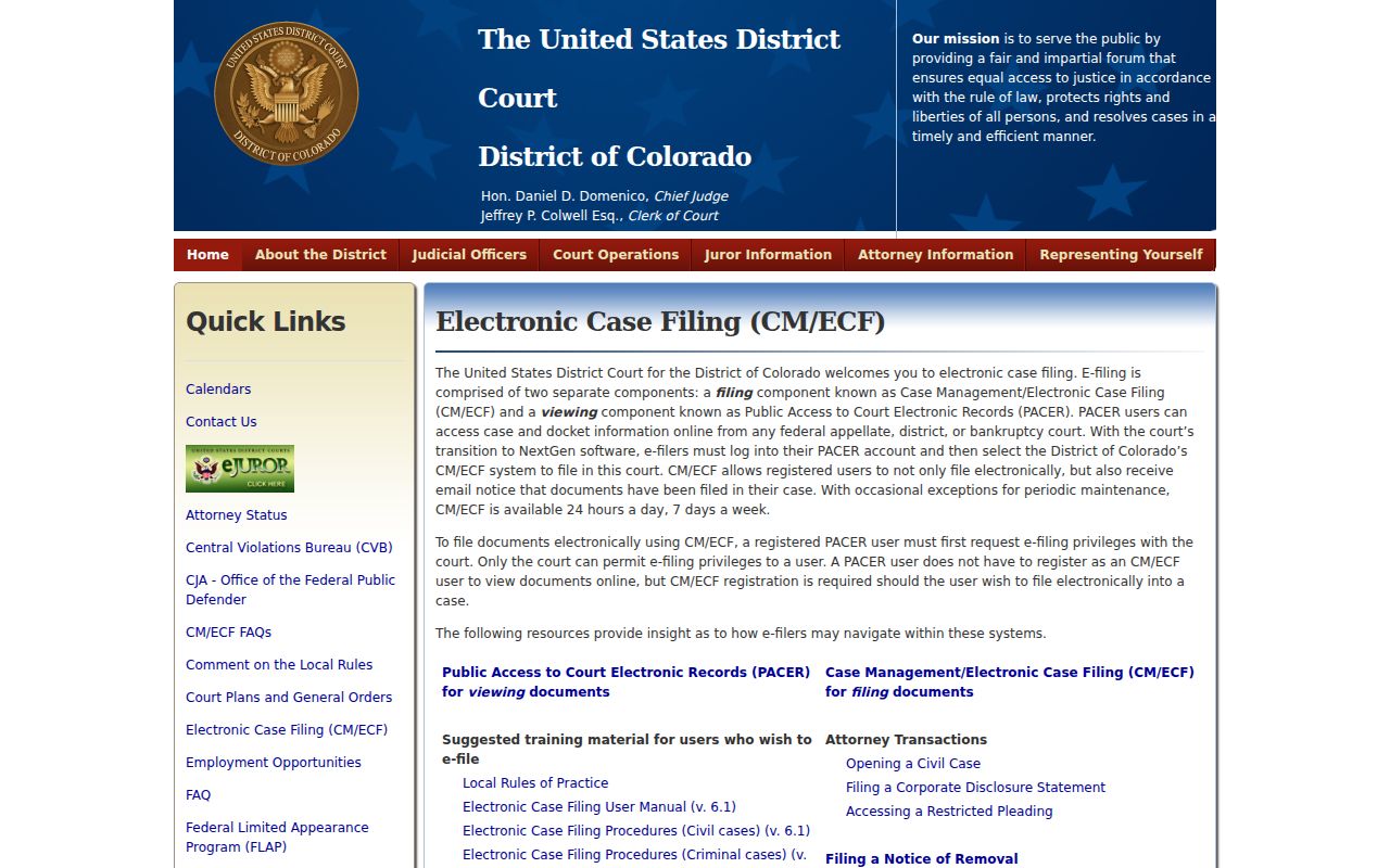 Rio Grande County court records comparison with federal CM ECF filing information