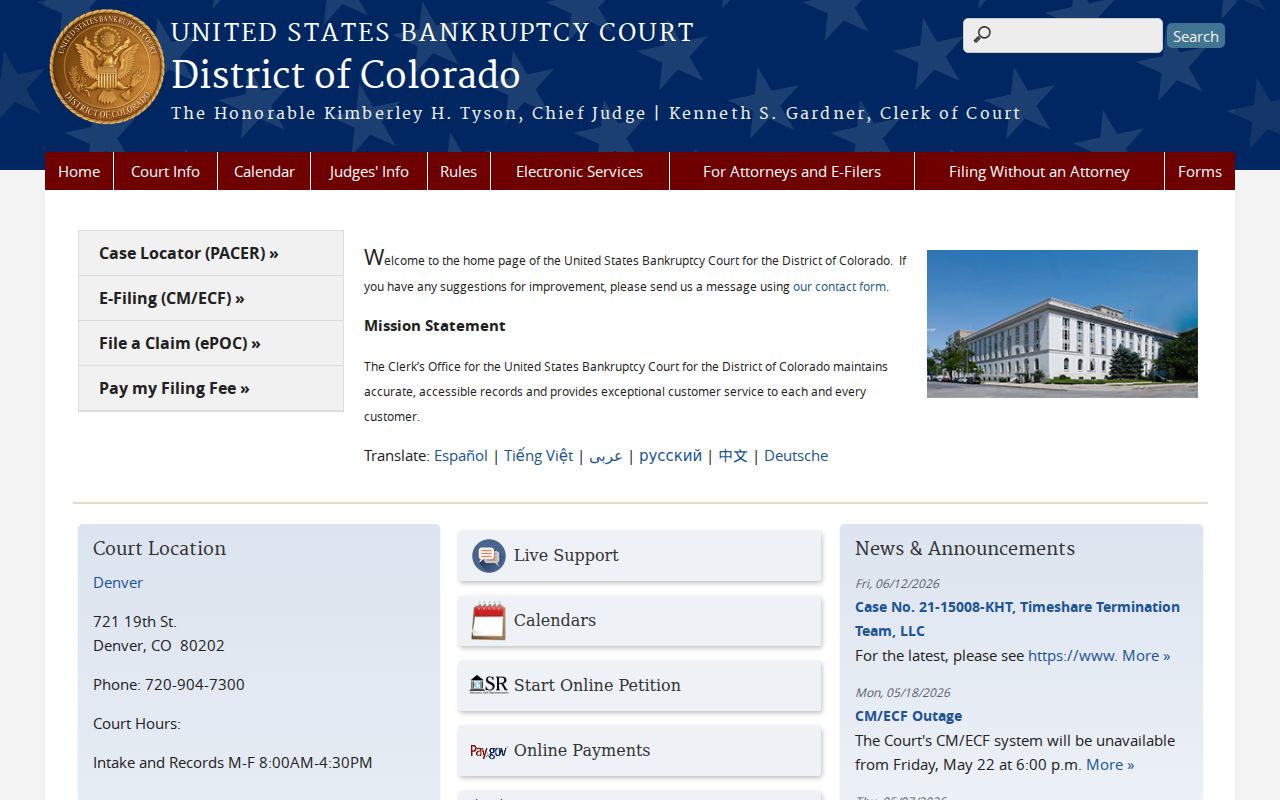 Rio Grande County traffic court records venue comparison with Colorado bankruptcy court